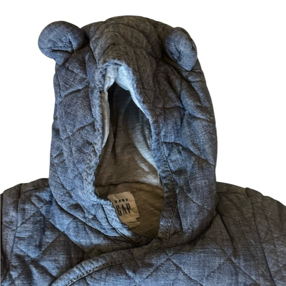 Baby Gap Denim Quilted Bear Snowsuit size 0-3 months - Picture 7 of 9